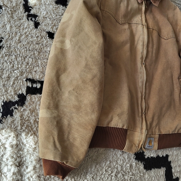 Vtg Carhartt J13 BRN Santa Fe Western Jacket Red Quilted Lined Large Brown Read - Picture 4 of 11